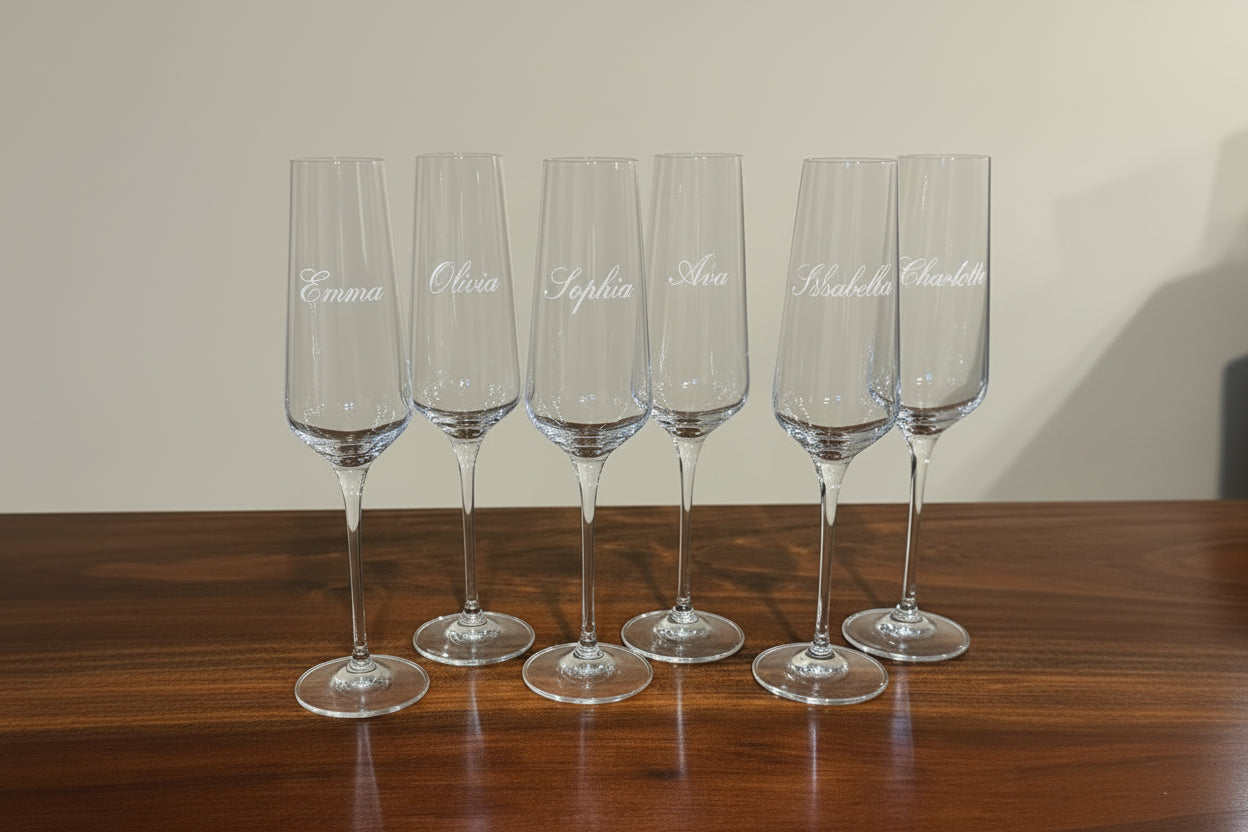 Bridesmaids Personalized Champagne Glasses (Names)