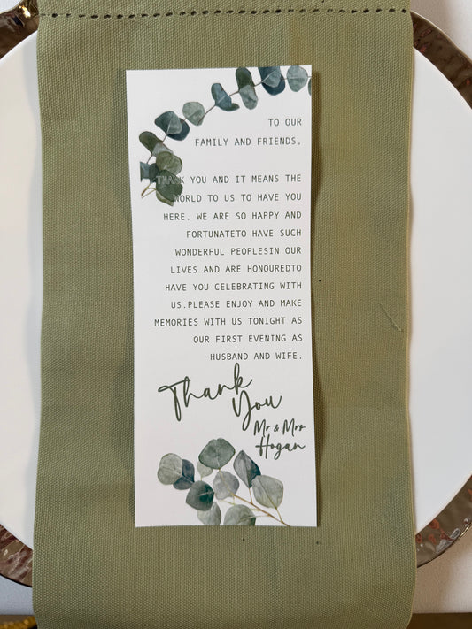 Place Setting Thank You Card Eucalyptus