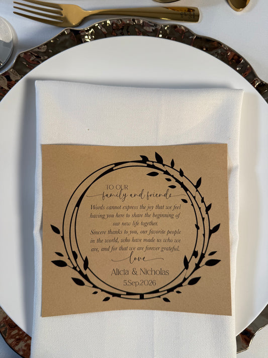 Place Setting Thank You Card Leaf Frame