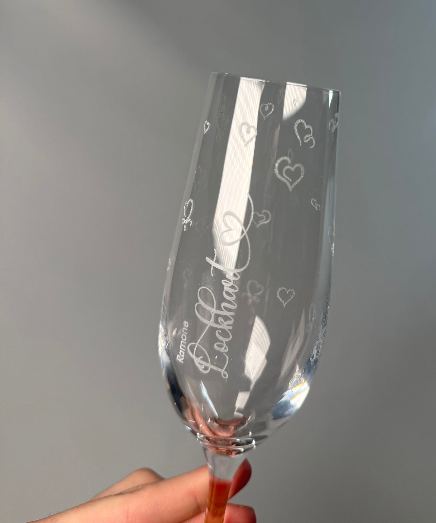 Bridesmaids Personalized Champagne Glasses (Hearts)