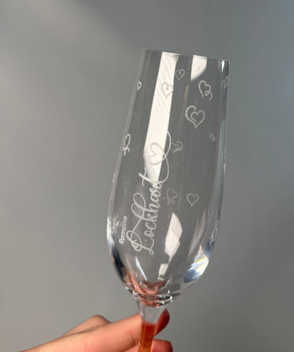Bridesmaids Personalized Champagne Glasses (Hearts)