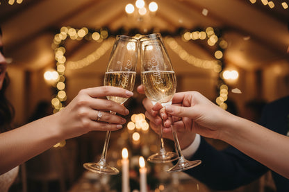 Bridesmaids Personalized Champagne Glasses (Hearts)