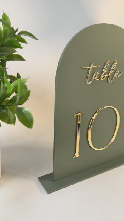 Table Number Arched