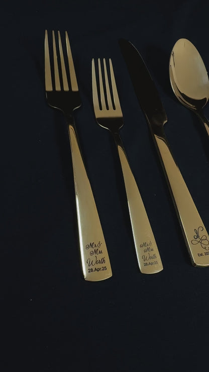 Engraved Silverware Bride & Groom